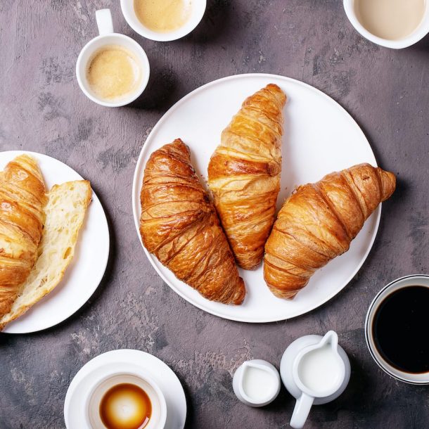 Fresh Coffee with Croissant